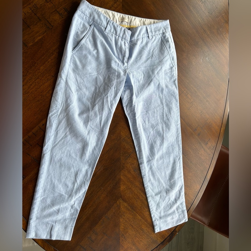 J. Crew Light Blue Cotton Pants. Size 0. Flat Front Straight Leg